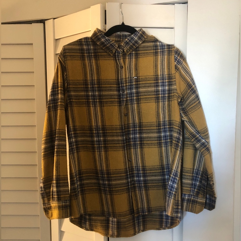 Mustard and blue Peau de loup flannel